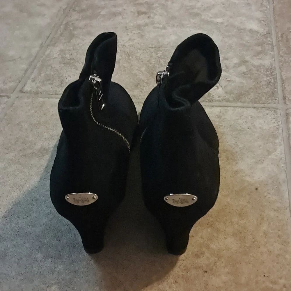 COACH Mystic Bootie Wedge Heel Black Suede Size 7.5B